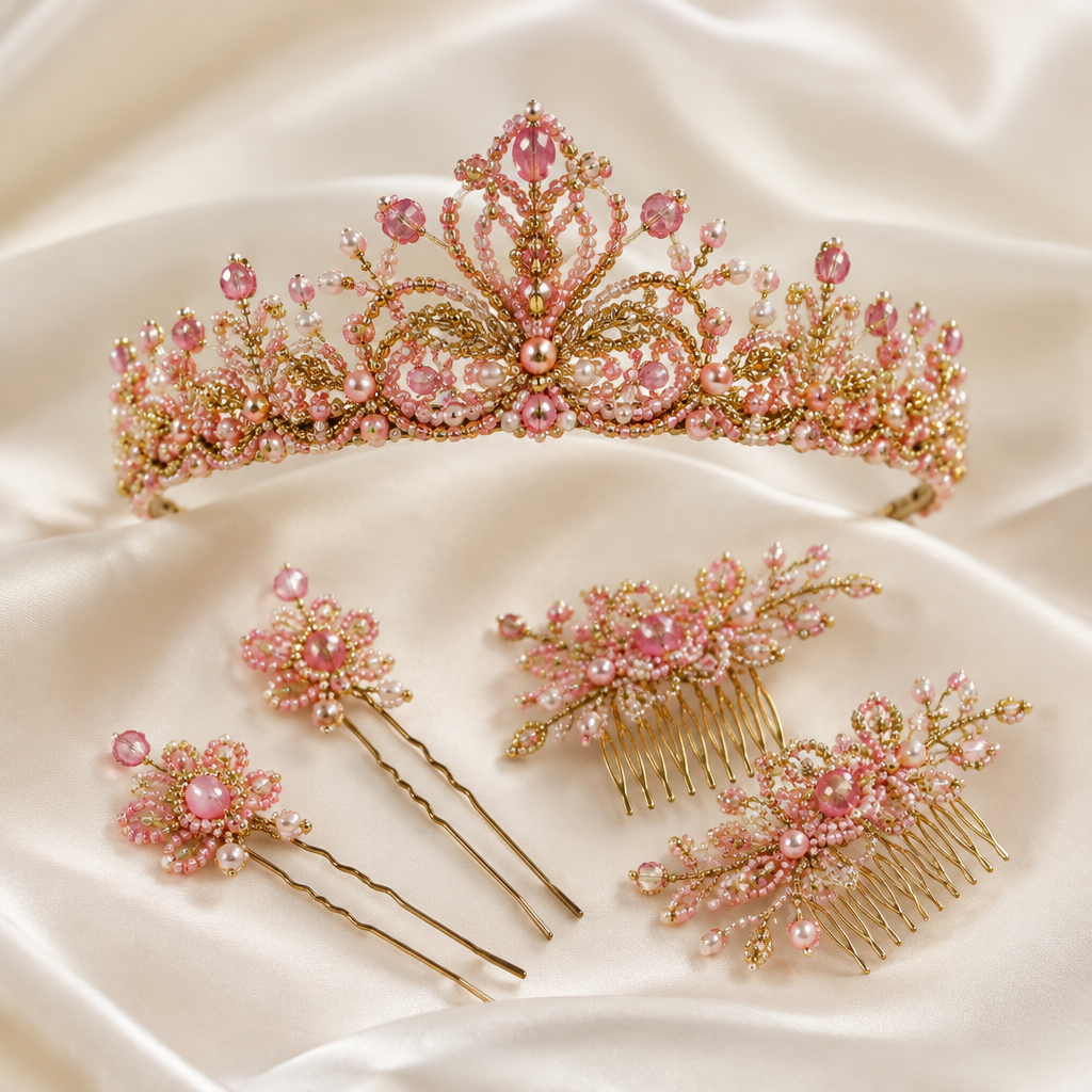 Golden Tiara & Hair Brooch